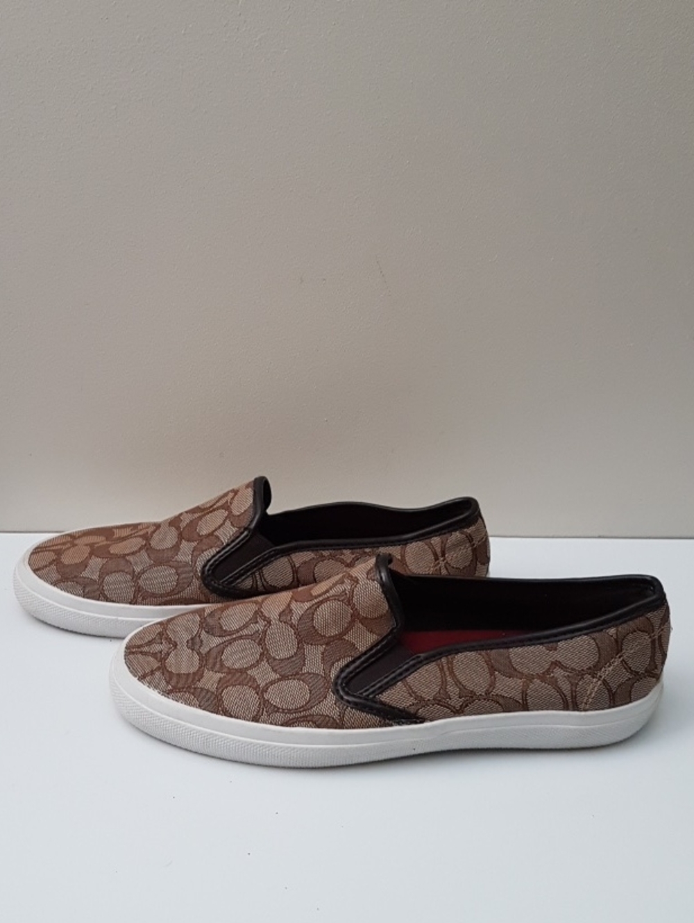 Coach Womens Brown Signature Jacquard Slip-On Sneakers - Picture 4 of 5
